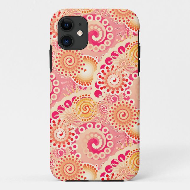 Fractal swirl pattern, coral, peach Case-Mate iPhone case (Back)