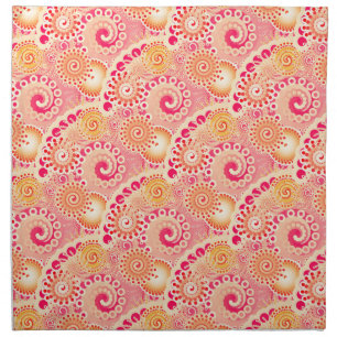 Fractal swirl pattern, coral, peach cloth napkin