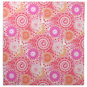 Fractal swirl pattern, coral, pink and cream cloth napkin