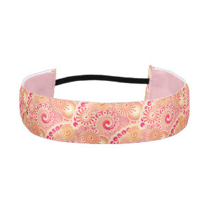 Fractal Swirl pattern, Coral Pink and Peach Athletic Headband