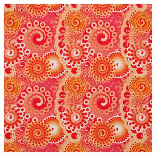 Fractal Swirl pattern, Coral Pink and Peach Fabric