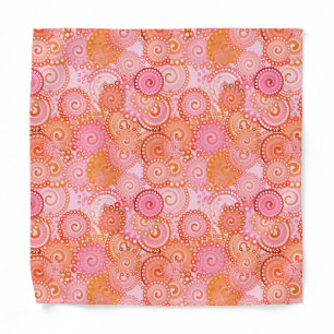 Fractal swirl pattern, coral & pink pocket square bandana