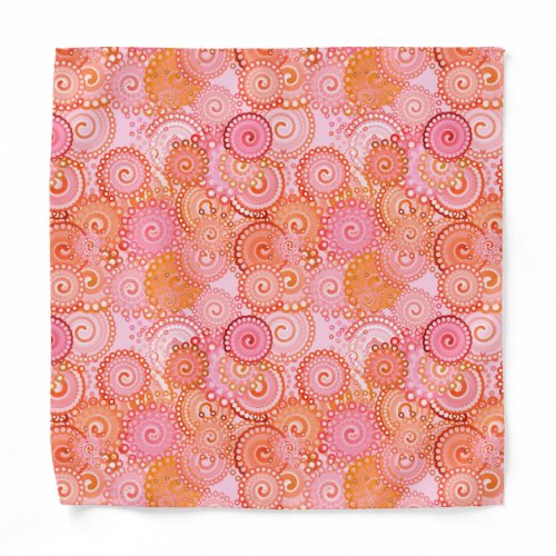 Fractal swirl pattern coral  pink pocket square bandana