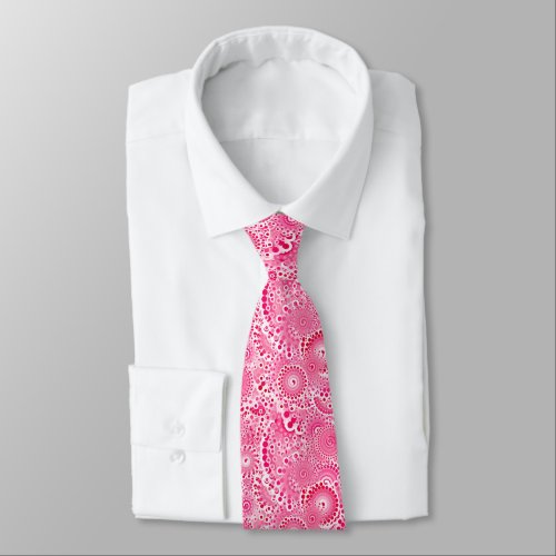Fractal swirl pattern deep fuchsia pink neck tie