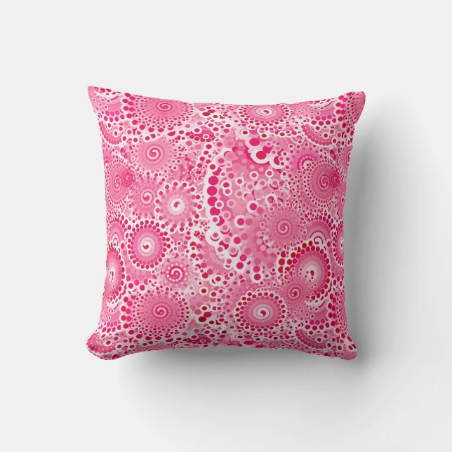 Fractal swirl pattern, deep fuchsia pink throw pillow (Front)