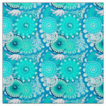 Fractal Swirl pattern, Light Blue and Aqua Fabric