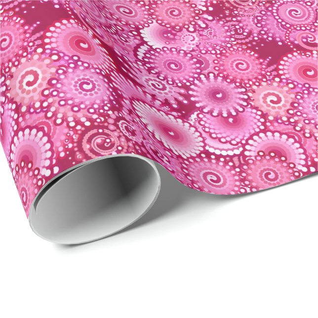 Fractal swirl pattern, magenta, pink, burgundy wrapping paper (Roll Corner)