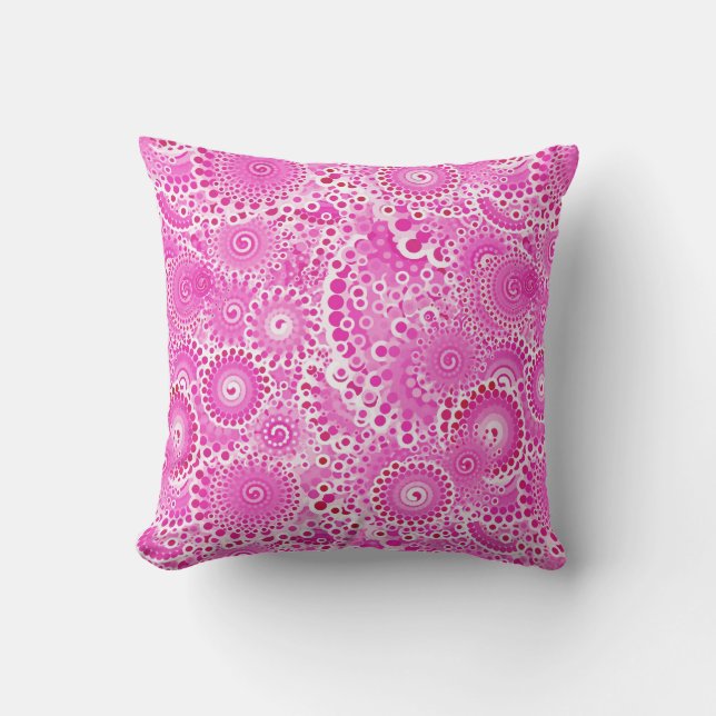 Fractal swirl pattern, orchid pink throw pillow (Front)