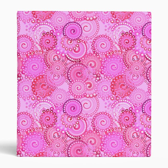 Fractal swirl pattern, pink and fuchsia binder (Front)