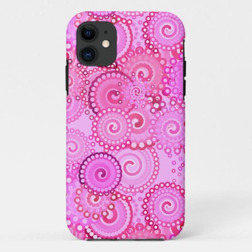 Fractal swirl pattern pink and fuchsia iPhone 11 case