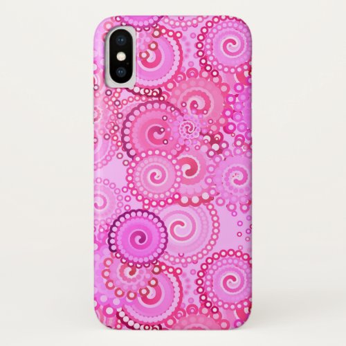 Fractal swirl pattern pink and fuchsia iPhone x case