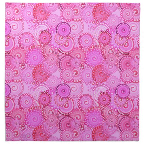 Fractal swirl pattern pink and fuchsia cloth napkin