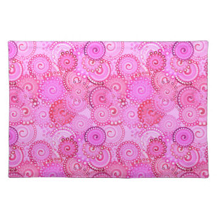 Fractal swirl pattern, pink and fuchsia cloth placemat