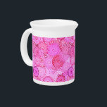 Fractal swirl pattern, pink and fuchsia drink pitcher<br><div class="desc">Fractal swirl pattern in shades of fuchsia pink,  orchid pink,  hot pink and violet,  accented with maroon</div>