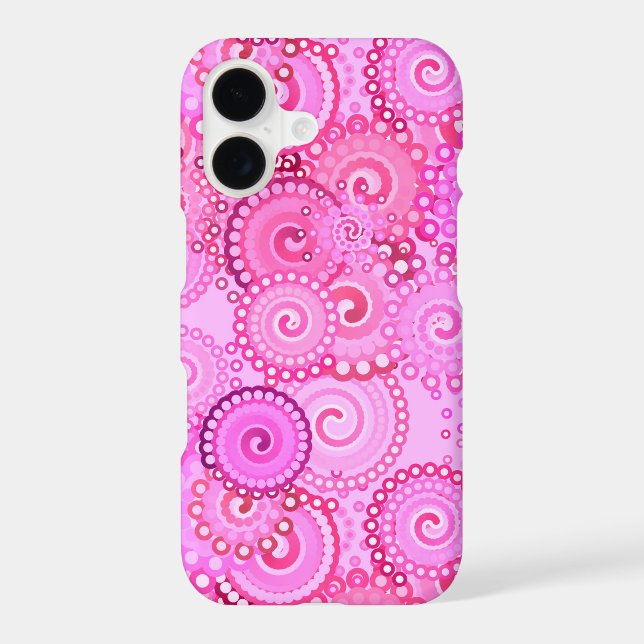 Fractal swirl pattern, pink and fuchsia iphone case (Back)