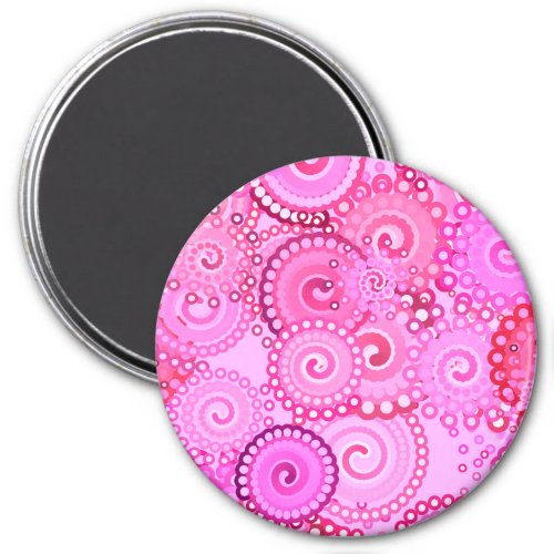 Fractal swirl pattern pink and fuchsia magnet
