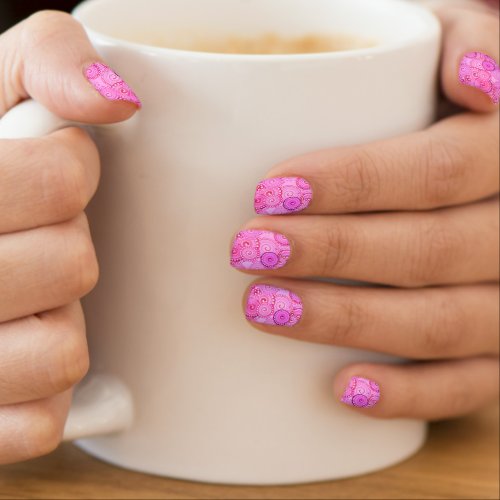 Fractal swirl pattern pink and fuchsia minx nail art