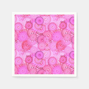 Fractal swirl pattern, pink and fuchsia paper napkins