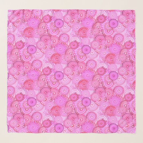 Fractal swirl pattern pink and fuchsia scarf