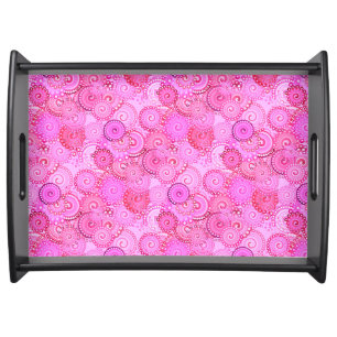 Fractal swirl pattern, pink and fuchsia serving tray