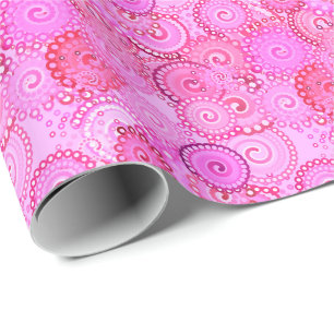 Fractal swirl pattern, pink and fuchsia wrapping paper