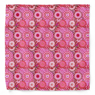Fractal swirl pattern, pink and maroon bandana