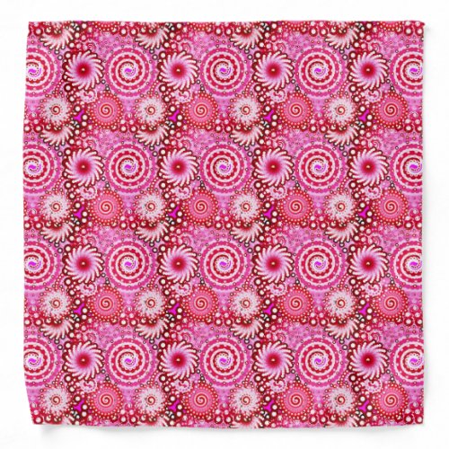 Fractal swirl pattern pink and maroon bandana