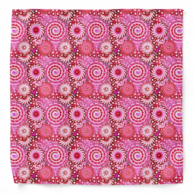 Fractal swirl pattern, pink and maroon bandana (Front)