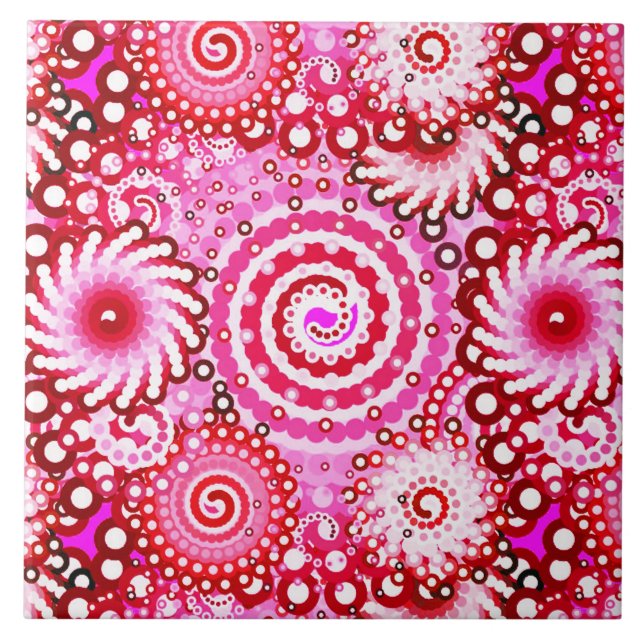 Fractal swirl pattern, pink and maroon tile (Front)