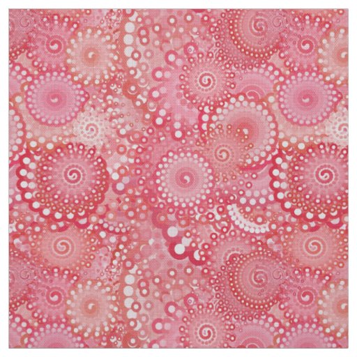 Fractal swirl pattern, pink, coral, peach fabric