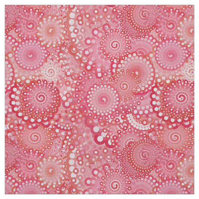 Fractal swirl pattern, pink, coral, peach fabric (Swatch)