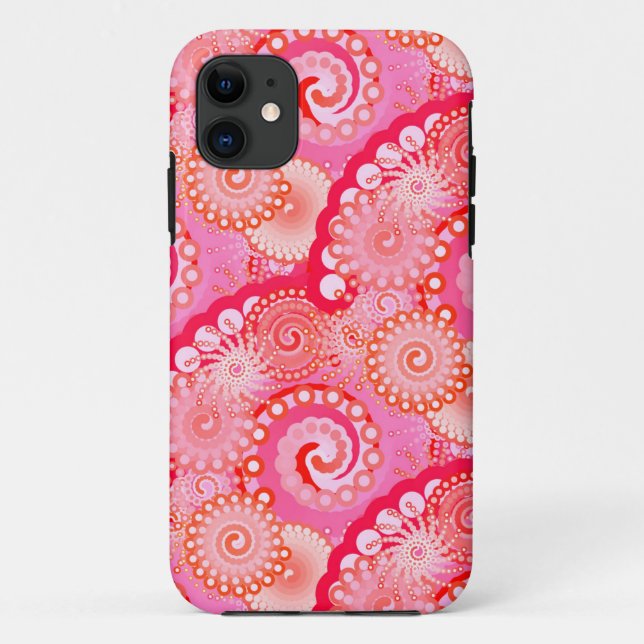 Fractal swirl pattern, pink, fuchsia, coral Case-Mate iPhone case (Back)