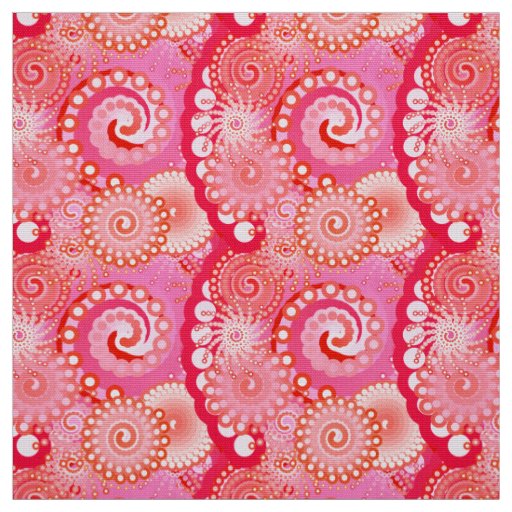 Fractal swirl pattern, pink, fuchsia, coral fabric