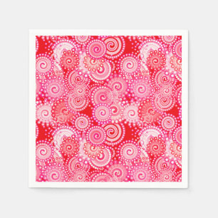 Fractal swirl pattern, red and hot pink napkins