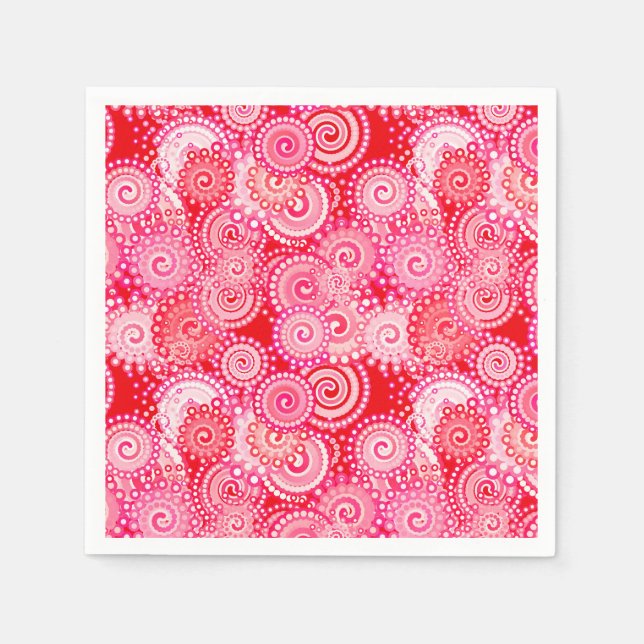 Fractal swirl pattern, red and hot pink napkins (Front)
