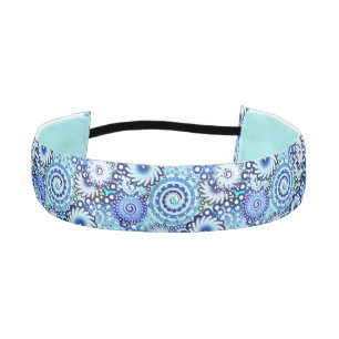 Fractal swirl pattern, shades of blue athletic headband