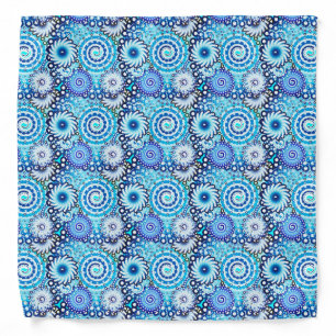 Fractal swirl pattern, shades of blue bandana