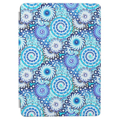 Fractal swirl pattern shades of blue iPad air cover