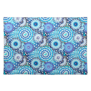 Fractal swirl pattern, shades of blue placemat