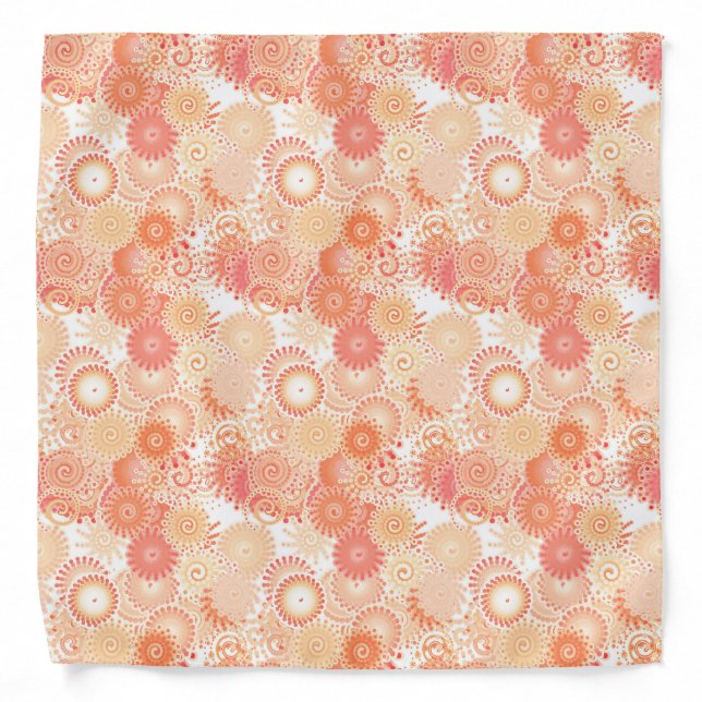 Fractal swirl pattern, shades of coral and peach bandana (Front)