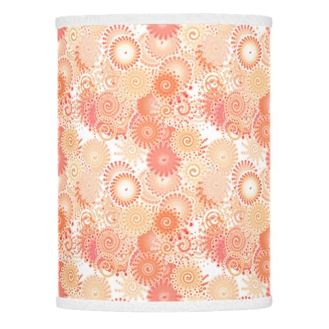 Fractal swirl pattern, shades of coral and peach lamp shade (Front)