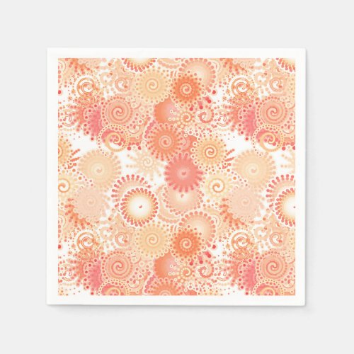 Fractal swirl pattern shades of coral and peach paper napkins