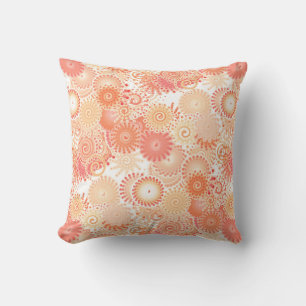 Fractal swirl pattern, shades of coral and peach throw pillow