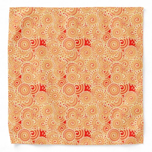 Fractal swirl pattern shades of coral orange bandana