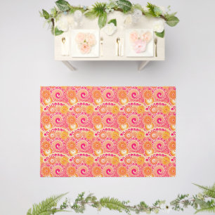 Fractal Swirl Pattern, Shades of Coral Orange Outdoor Rug