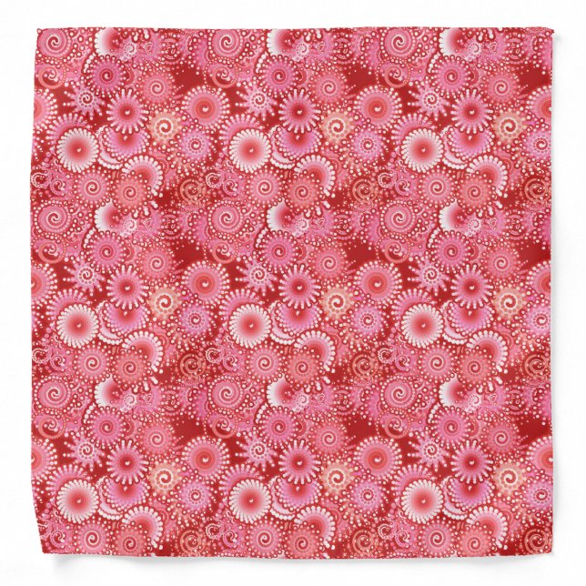Fractal swirl pattern, shades of deep red bandana (Front)