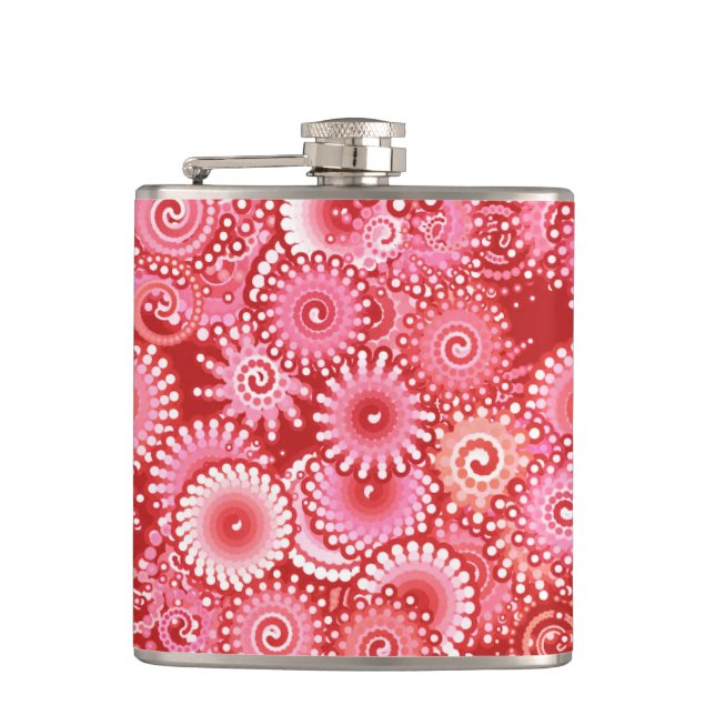 Fractal swirl pattern, shades of deep red flask (Front)