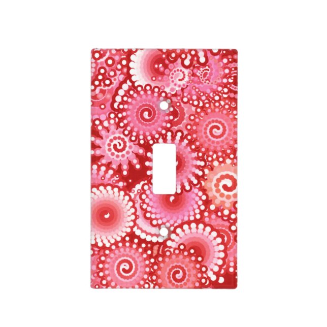 Fractal swirl pattern, shades of deep red light switch cover (Front)