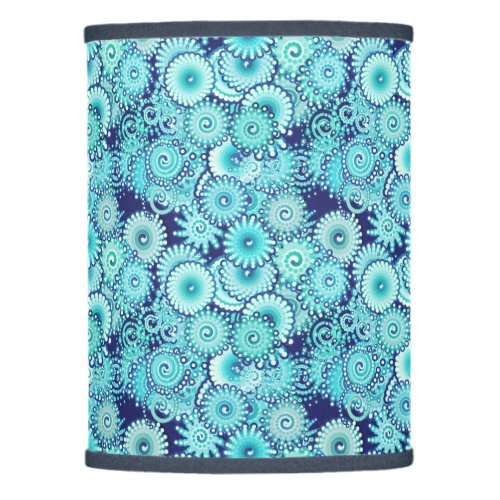Fractal swirl pattern shades of denim blue lamp shade