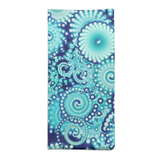 Fractal swirl pattern, shades of denim blue napkin